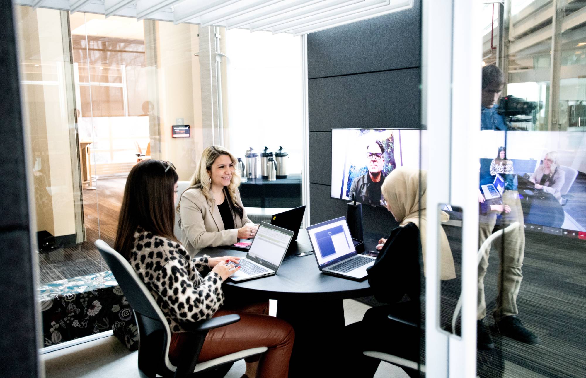 GVSU graduate students sitting in a study room